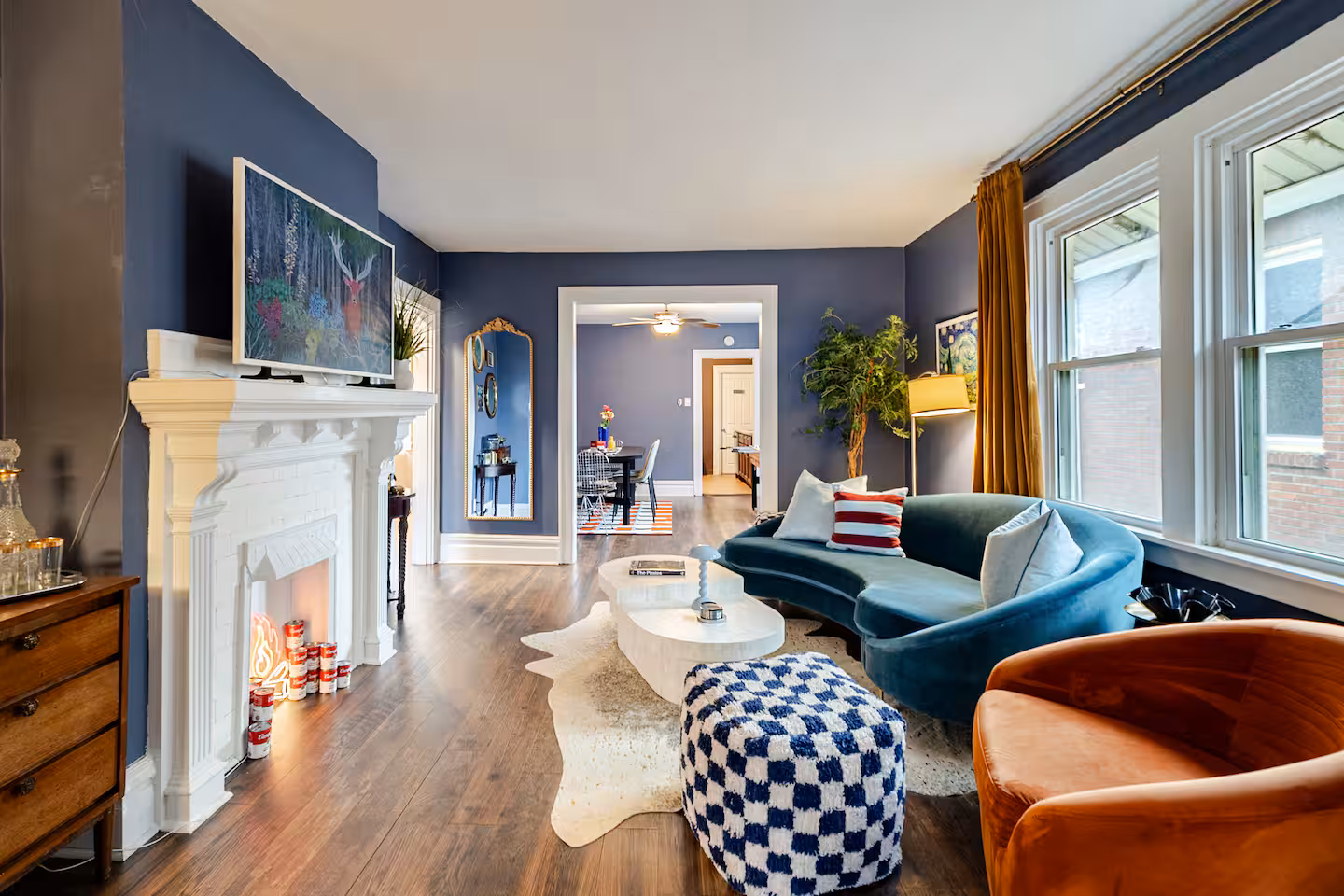 Airbnb photography showcasing an artistic Warhol-themed living space in the North Side of Pittsburgh